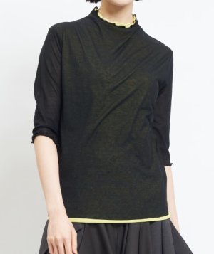 画像4: gomme 　強撚ボトルネックＴ	2；黒×イエロー 　サイズ；M (4)