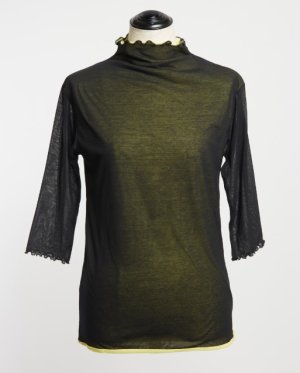 画像1: gomme 　強撚ボトルネックＴ	2；黒×イエロー 　サイズ；M (1)