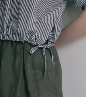 画像3: douxbleu　リネンコットン ストライプシャツ　　97；ブラックストライプ　　サイズ；FREE (3)