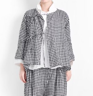 画像1: VC 　ギンガムチェックカシュクールブラウス　BLACK CHECK 　   サイズ：F (1)