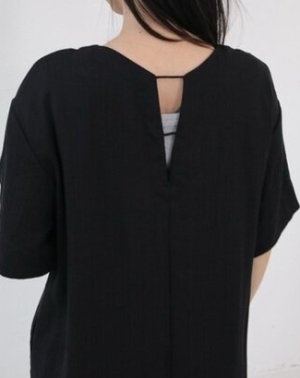 画像3: YARRA NEU　　リネン混リラックスワンピース　99；ブラック　　サイズ；FREE (3)