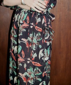 画像2: douxbleu　フラワーインドプリントパンツ　　99；ブラック　サイズ；FREE (2)