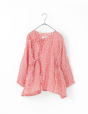 画像1: VC 　ギンガムチェックカシュクールブラウス　 RED CHECK 　   サイズ：F (1)