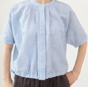 画像1: douxbleu　リネンコットン ストライプシャツ　　57；ブルーストライプ　　サイズ；FREE (1)