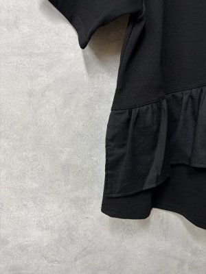 画像4: ヴァンブラン vent blanc　　40/2コーマ天竺アシンメトリーフリルP/O　　BLACK　　サイズ；F　 (4)