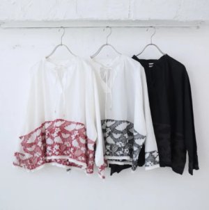 画像5: YARRA 　INDIAハイカウント刺繍ブラウス　97；ホワイト*ブラック　　FREE (5)