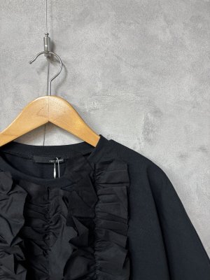 画像2: ヴァンブラン vent blanc　　40/2コーマ天竺ドルマンフリルP/O　　BLACK　サイズ；F　 (2)