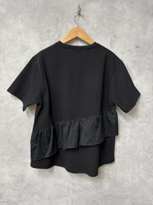 画像3: ヴァンブラン vent blanc　　40/2コーマ天竺アシンメトリーフリルP/O　　BLACK　　サイズ；F　 (3)