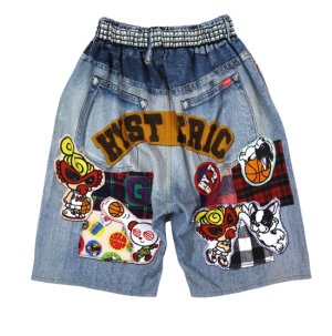 画像2: Hystericmini　　HYSTERIC MINI HOOPS Like a denim Viscotex ハーフパンツ　　45；インディゴ (2)
