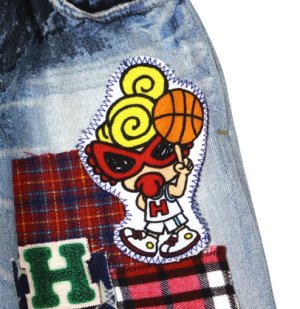 画像4: Hystericmini　　HYSTERIC MINI HOOPS Like a denim Viscotex ハーフパンツ　　45；インディゴ (4)