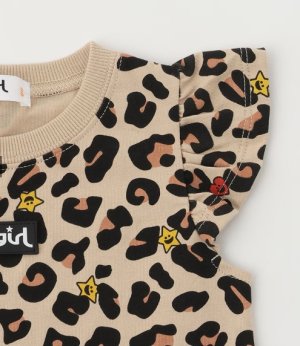 画像3: X-girl kids 　キラッキーレオパード総柄 ショートオール　　22；ベージュ (3)