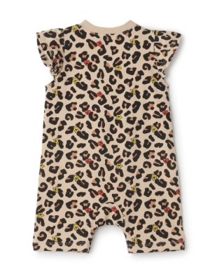 画像2: X-girl kids 　キラッキーレオパード総柄 ショートオール　　22；ベージュ (2)