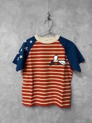 画像1: 2026春夏 　DENIMDUNGAREE　テンジク SNOOPY ボーダー TEE　　5;赤 (1)