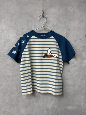 画像1: 2026春夏 　DENIMDUNGAREE　テンジク SNOOPY ボーダー TEE　　1；白 (1)