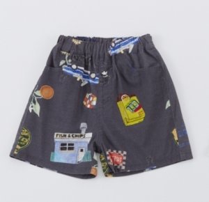 画像1: OCEAN&GROUND 　ペイントアートショーツ　　カラー；チャコール (1)