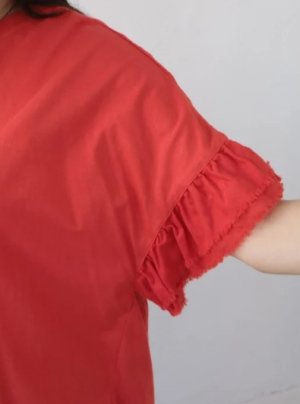 画像5: YARRA 　異素材フリルスリーブカットプルオーバー　40；レッド　　FREE (5)