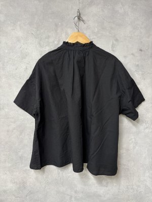画像4: grin　CLキャンブリック5分袖フリルシャツ　　990；ブラック　サイズ；2 (4)