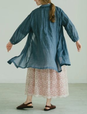 画像2: YARRA 　異素材フリルスリーブカットプルオーバー　55；ネイビー　　FREE (2)