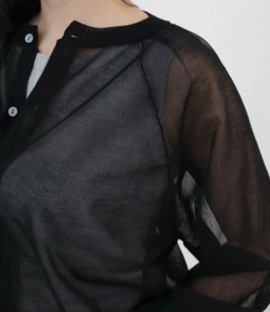 画像3: YARRA NEU　16GGシースルーニットカーディガン　99；ブラック　サイズ；FREE (3)