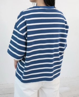 画像2: YARRA 　メンフィスボーダーロゴTEE　  57；ブルー　　FREE (2)