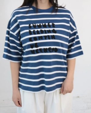 画像1: YARRA 　メンフィスボーダーロゴTEE　  57；ブルー　　FREE (1)