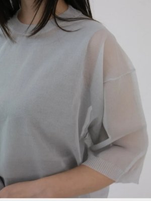 画像2: YARRA NEU　16GGシースルー半袖ニットプルオーバー　81；ライトグレー　サイズ；FREE (2)