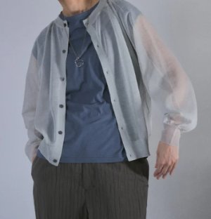 画像1: YARRA NEU　16GGシースルーニットカーディガン　81；ライトグレー　サイズ；FREE (1)