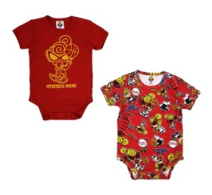 画像1: MY FIRST HYSTERIC  　HYSTERIC MINI HOOPS 半袖ロンパースセット　　24；レッド (1)