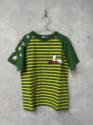 画像1: 2026春夏 　DENIMDUNGAREE　テンジク SNOOPY ボーダー TEE　　9:カーキ　　サイズ:135 (1)