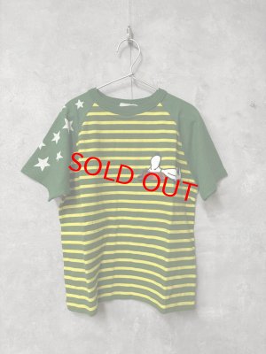 画像1: 2026春夏 　DENIMDUNGAREE　テンジク SNOOPY ボーダー TEE　　9:カーキ　　サイズ:135 (1)