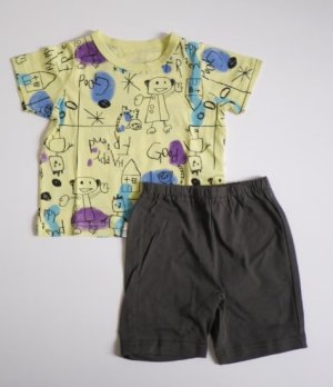 画像1: MakeYourDay　ラクガキ総柄ルームウェア　　イエロー (1)