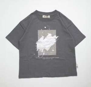 画像1: MakeYourDay　　フォイルアート半袖Tシャツ■ジュニアサイズ　　チャコール (1)