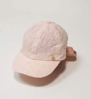 画像1: MakeYourDay　レース刺繍リボンキャップ 　　ピンク (1)