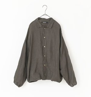 画像1: Veritecoeur 　 墨染めリネンシャツジャケット　　BROWN　　サイズ；F (1)