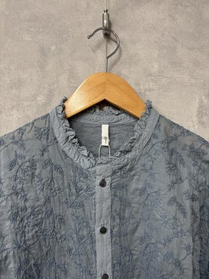 画像2: grin　ディル刺繍フリルシャツ　　420；ブルー　サイズ；2 (2)