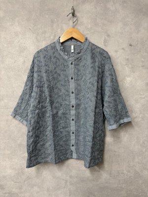 画像1: grin　ディル刺繍フリルシャツ　　420；ブルー　サイズ；2 (1)