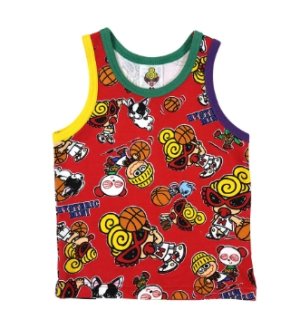 画像1: MY FIRST HYSTERIC  　HYSTERIC MINI HOOPS総柄 タンクトップ　　24；レッド系　サイズ:90 (1)