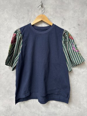 画像1: 2026春夏　MARET(マレ) 　　袖鳥花刺繍T　4；紺　サイズ；F (1)