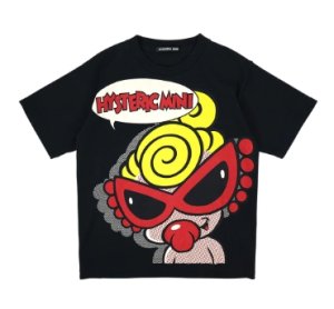 画像1: Hystericmini 　　STIPPLING MINI FACE 半袖Tシャツ　10；ブラック (1)