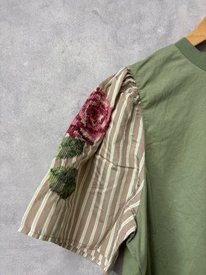 画像2: 2026春夏　MARET(マレ) 　　袖鳥花刺繍T　9；カーキ　サイズ；F (2)