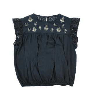 画像1: Hystericmini 　　フリルショートスリーブ Tシャツ　　10；ブラック　 (1)