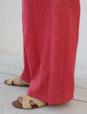 画像4: YARRA 　　INDIA刺繍切替ワイドパンツ　43；ピンク　　FREE (4)