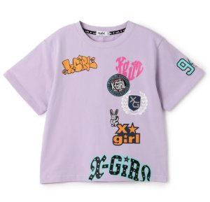 画像1: X-girl kids 　【接触冷感】MIXロゴ 半袖Tシャツ　　61；ラベンダー (1)