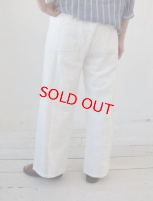 画像6: 30%off　YARRA 　　INDIA刺繍切替ワイドパンツ　01；ホワイト　FREE (6)