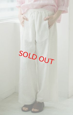 画像8: 30%off　YARRA 　　INDIA刺繍切替ワイドパンツ　01；ホワイト　FREE (8)