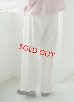 画像7: 30%off　YARRA 　　INDIA刺繍切替ワイドパンツ　01；ホワイト　FREE (7)