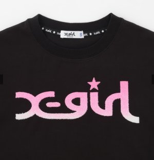 画像2: X-girl kids 　ビーズ風グラデーションロゴプリント ノースリトップス 　80；黒 (2)