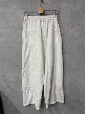 画像4: YARRA 　　INDIA刺繍切替ワイドパンツ　01；ホワイト　FREE (4)
