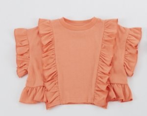 画像1: OCEAN&GROUND 　　フリルTシャツ　　カラー；アプリコット (1)