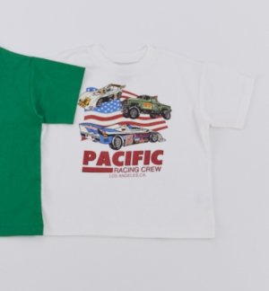 画像1: OCEAN&GROUND 　レーシングプリントTシャツ　　　カラー；ホワイト (1)